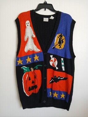 Laura Gayle Vest Size XL Pumpkin Witch Halloween Vintage